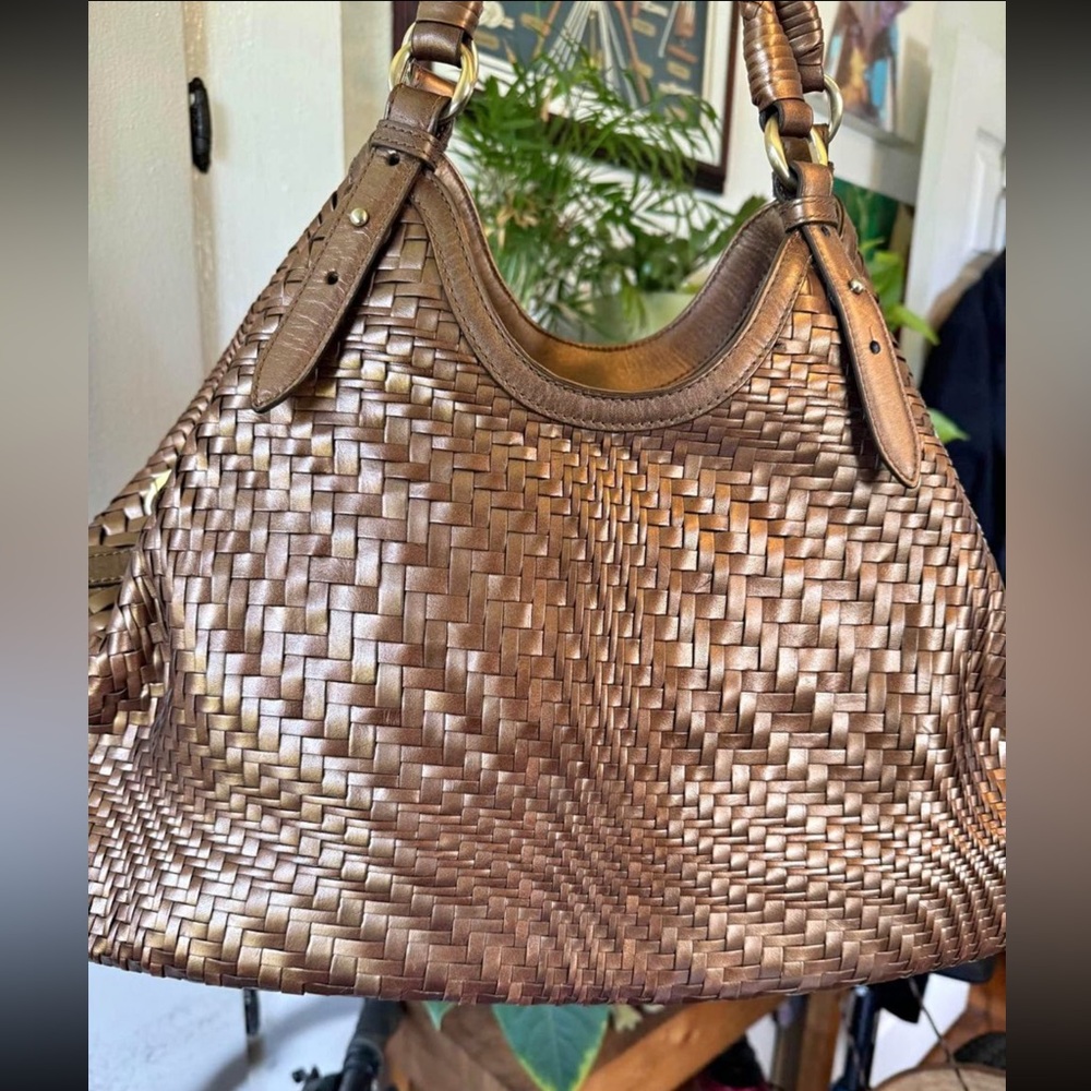 Brown Cole Haan Woven Leather Bag